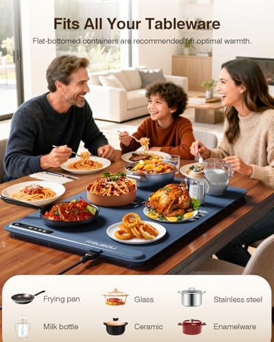 Warming Mat for Food (24"x16") - iTRUSOU 3-Year Classic Electric Warming Tray with 3-Level Temp Control, Rapid Heating 250W Energy-Saving - Rollable Large Food Warming Mat for Parties & Buffet - Image 4