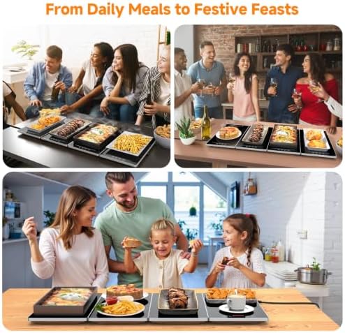 FEPPO Electric Warming Tray, 4-in-1 Food Warmers for Parties Buffet with 10 Temp Settings and Timer, 33"x15" Glass Surface Warming Mat for Food, Modular Buffet Hot Plates for Catering and Gatherings - Image 7