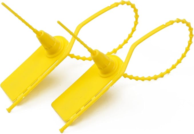 500 PCS Plastic Tamper Seals Pull Tight Security Seals Tags Breakaway Seals Numbered Zip Ties Disposable Self-Locking Ties for Fire Extinguisher, Tear Off Type, 210mm Length