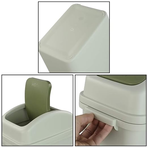 Asking 1.8 Gallon Small Trash Can with Swing-top Lid, Plastic Garbage Bin, Green