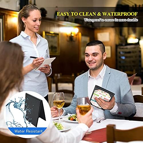 Leather Table Tent Menu Holder Sign Display Cafe Bar Cocktail Drink Restaurant Table Tents Menu Cover Desk Sign Stand A Frame Table Tent 4x6 inch - Image 2