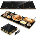 Electric Warming Trays For Buffets Party,3-in-1 Modular Food Warmers For Parties Buffet with Independent Temp Control,36'' x 16" Black & Gold Glass Warming Mat For Food Gatherings,Catering by BTUVC%C2%AE