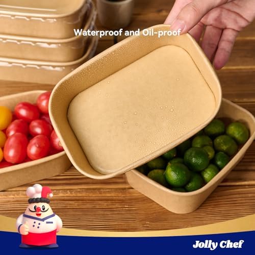 JOLLY CHEF 50 Pack Paper Food Container with Lid 19 oz Meal Prep Containers - Image 4