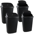 Kitchen Trash Can 13 Gallon with Swing Lid, Plastic Garbage Can Waste Bin, Recycle Bin and Waste Basket for Home, Office, Garage, Patio, Restaurant (Black, 4 Pack)