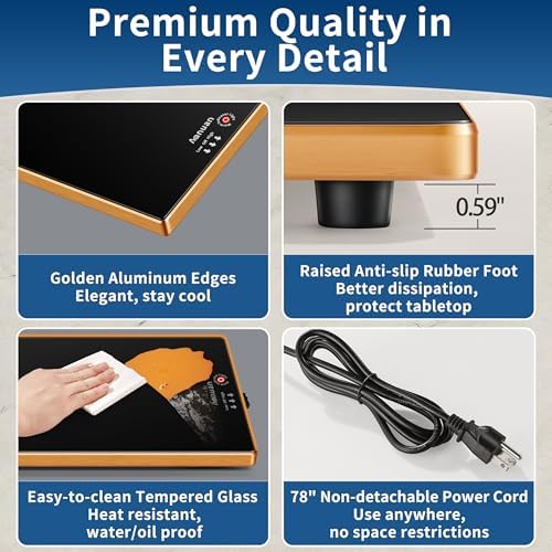 Warming Trays for Buffets Party, 59"x12", Tempered Glass Food Warmer, Black - Image 4