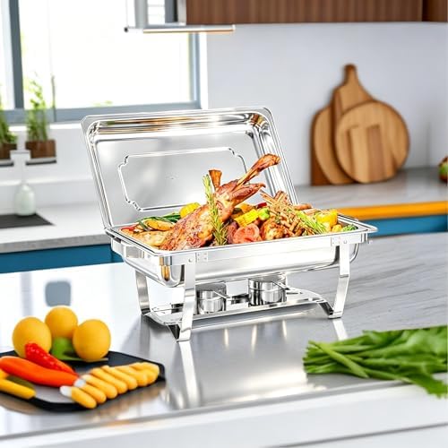 Chafing Dishes for Buffet, 4 Pack 9 Quart Stainless Steel Chafer Set - Image 7