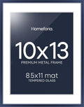 Homeforia 10x13 Picture Frame Navy Blue, High End Metal 10x13 Wall Hanging Frame with Mat 8.5x11, 10 x 13 Poster Frames Matted to 8.5 x 11 inch Photo, 10by13 Frames, Tempered Glass, Wall Kit, Set of 1