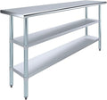 AmGood Stainless Steel Work Table with 2 Shelves | NSF | Metal Utility Table (72" Long x 18" Deep)