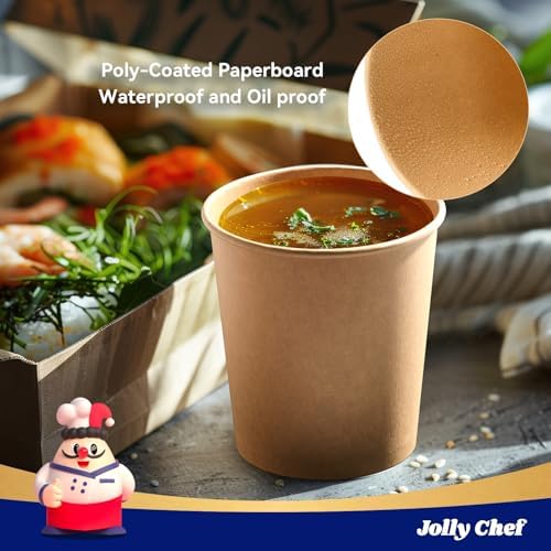 JOLLY CHEF 50 Pack Disposable Soup Bowls with Lids 16 oz - Image 6