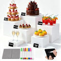 Buffet Risers, 6 Pcs White Acrylic Food Display Stands by Unknown