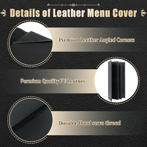 Menu Covers 4.25 x 11, 5Pcs 6 View Leather Restaurant Menu Holders - Image 3