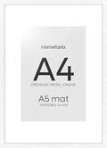 Homeforia A4 Picture Frame White, High End Metal 8.3 x 11.7 Frames for Wall, A4 Photo Frame with Mat for A5 inch Print, 8.25 by 11.75 White Poster Frames, 8.3x11.7 Frame with Glass, Wall Kit, Set of 1