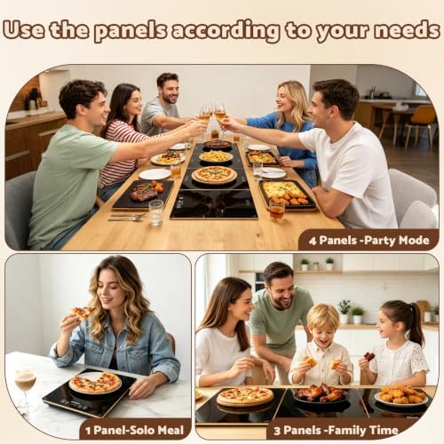 Electric Warming Tray, 42.5"x14.96" Extra Large 4-in-1 Food Warmer for with 8 Temp Settings & Timer, 4MM Tempered Glass Warming Mat, Modular Hot Plates for Buffet, Catering & Parties - Image 6