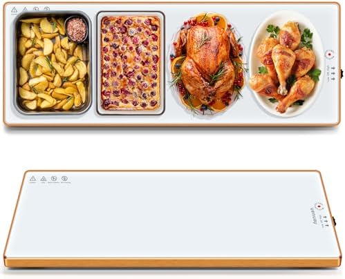 Warming Trays for Buffets Party, 32"x12", Tempered Glass Food Warmer, White by Aanuan