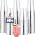 JOLLY CHEF 12 oz Plastic Cups, Silver Rimmed Plastic Tumblers 100 Pack by JOLLYCHEF