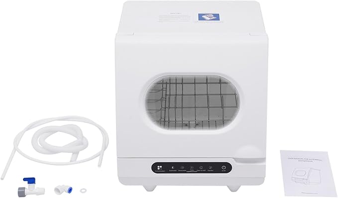 1200W Countertop Dishwasher with 5L Built-In Water Tank Mini Dish Washer with 5 Washing Programs and 360° Dual Spray,Compact & Convenient Mini Dishwasher,Tank Leak Proof Drying for Kitchen,Office,RV