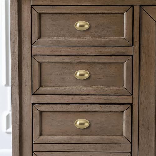 khtumeware 30 Pack 1-3/8 inch(35mm) Brushed Brass Cabinet Knobs Dresser Knobs Satin Brass Oval Drawer Knobs Kitchen Cabinet Hardware Zinc Knobs for Dresser Drawers