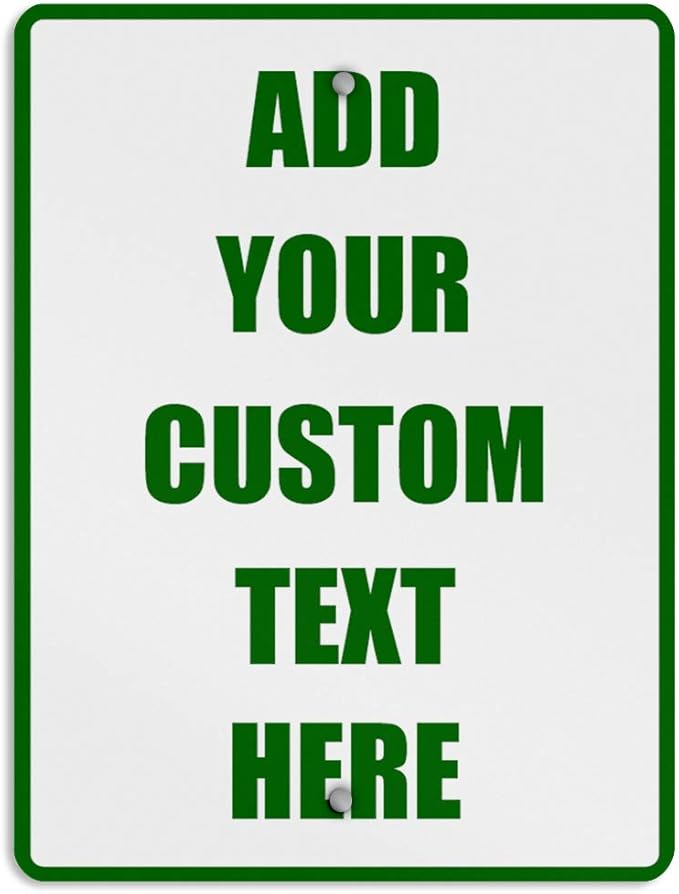 Aluminum Weatherproof Metal Sign Multiple Sizes Custom Personalized Text Here White Green Directions Vertical Street 12x18Inches