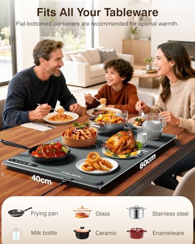 Warming Mat for Food (24"x16") - iTRUSOU 7-Level Electric Warming Tray with 400W High-Power, Timer 0–99H & Built-In Strap - Rollable Large Food Warming Mat for Parties & Buffet - Image 4