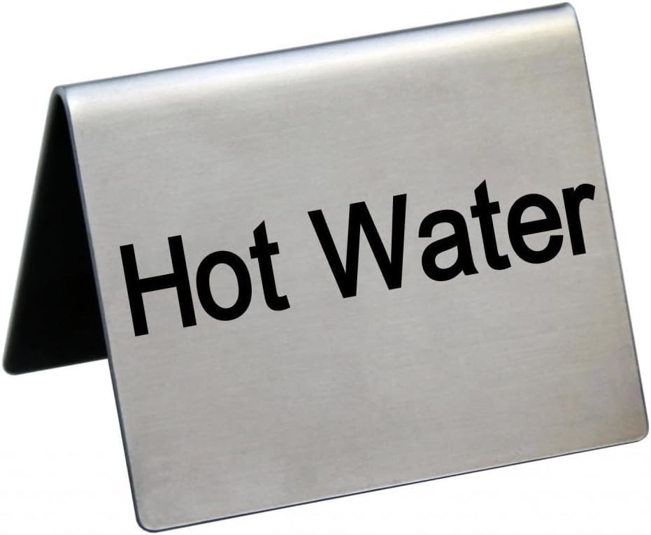 New Star Foodservice Stainless Steel Table Tent Sign (Silver (Hot Water), 2-Inch by 2-Inch (Set of 6) - Image 2