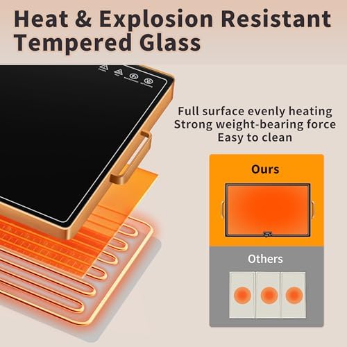 Warming Mat for Food,XXL 32"x18",Tempered Glass Electric Warming Tray,Black - Image 6