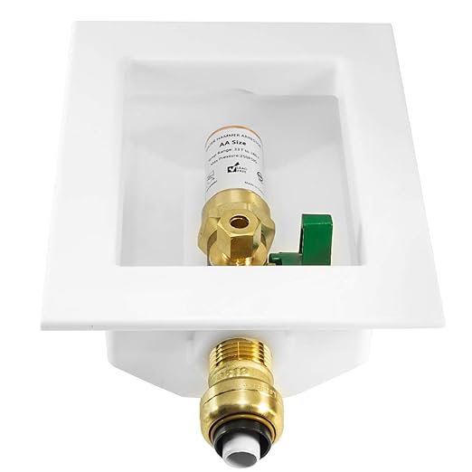 EFIELD Push-fit Pre-Assembled Ice Maker Outlet Box, 1/2-Inch Push-Fit Connection with Installed 1/4-Turn Ball Valve with Copper Water Hammer Arrestor,(IM010)