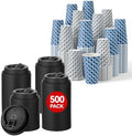 JOLLY CHEF 500 Pack Disposable Plastic Black Lids 3.6'' for 10, 12, 16, 20 oz Paper Coffee Cups, 1000 Pack Printed Coffee Cups 16 oz by JOLLYCHEF