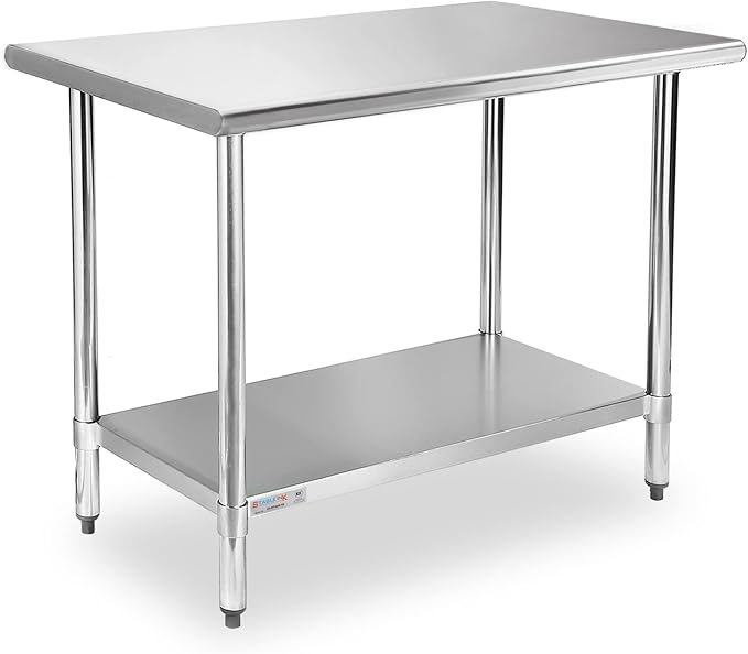 STABLEINK NSF Stainless Steel Table, 24 x 36 Inches Metal Prep & Work Table with Adjustable Undershelf, for Commercial Kitchen, Restaurant, Hotel and Garage，Stainless Steel prep Table Work Table
