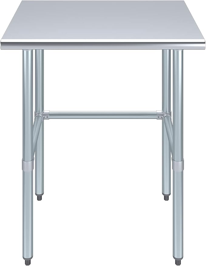 AmGood Stainless Steel Work Table Open Base | NSF Kitchen Island Food Prep | Laundry Garage Utility Bench (30" Long X 24" Deep)