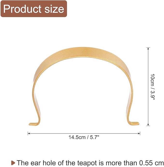 uxcell Metal Tea Pot Handle External Buckle Teapot U-Shape Handle Replacement for Span 4.5-5 Inch Ceramic Pottery Teapot Kettle Accessories Supplies, Gold