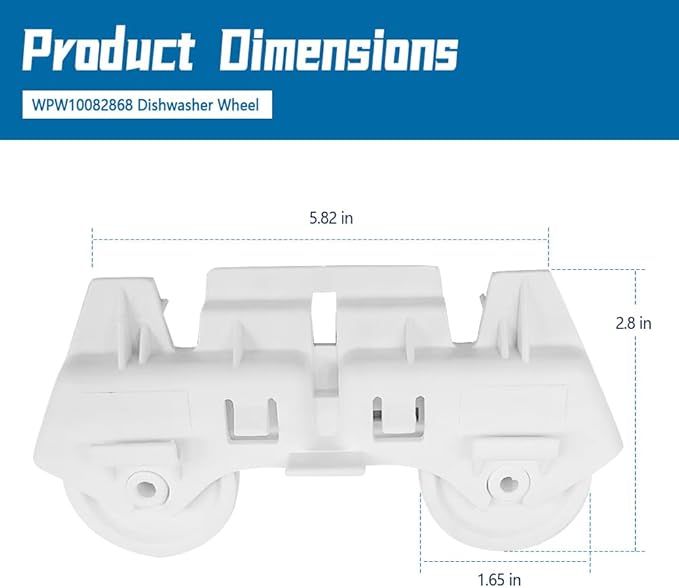 Dishwasher Lower Rack Roller Assembly Compatible with Whirlpool Maytag KitchenAid, Replaces WPW10082868, W10082868, 1446953