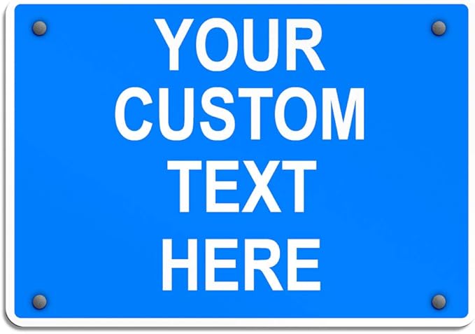 Aluminum Weatherproof Metal Sign Multiple Sizes Custom Personalized Text Here Blue White Notice Travel Horizontal Street Signs 24x18Inches