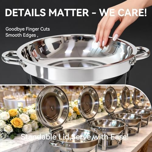 6QT Chafing Dishes for Buffet, 4 Pack Chafers & Food Warmers with Lids - Image 4