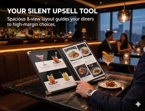 Menu Covers 8.5x11 Restaurant Holders - 5 Pack, 4 Page 8 View Clear Sleeves for Cafe Bar Hotel Diner - Image 4