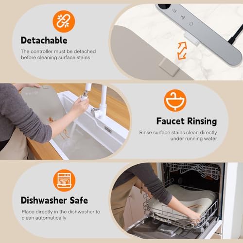 Homelove Warming Mat for Food - Electric Warming Tray with 7-Level Temp Settings & 6 Hours Timer, Full Surface Graphene Heating, Waterproof Dishwasher-Friendly Food Warmer for Parties, Kitchen (Khaki) - Image 3