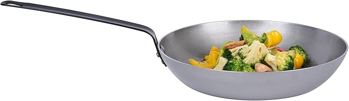 Restaurantware Fry Pan 1 Pack of 11.8 Inches Carbon Steel Non-Stick Searing Pan With Ergonomic Handle Silver For Sauteing and Omelets
