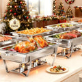 ALSO GO 6 Pack 9QT Chafing Dishes for Buffet with 4 Serving Tongs by ALSOGO