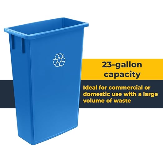 3 pack 23 Gallon Waste Bin with Lid & Dolly, Heavy-Duty Trash Can, Slim Rectangular Garbage Bin, Durable Waste Container, Recycling Bin, Plastic Wastebasket for Kitchen, Garage, Restaurants, Office