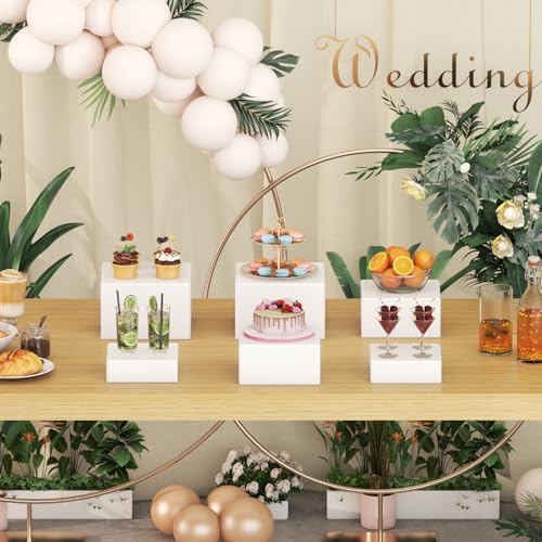 Lifewit Buffet Risers, 6 Pcs Plastic Dessert Table Display Set, White - Image 4