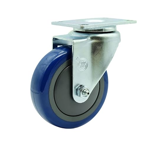 Service Caster Brand Replacement Caster for Uline Caster H-5539S-Swivel Top Plate Caster with 4 Inch Blue Polyurethane Wheel-Light Duty Replacement Caster-Fits Carts, Dollies and Poly Box Truck H-1956
