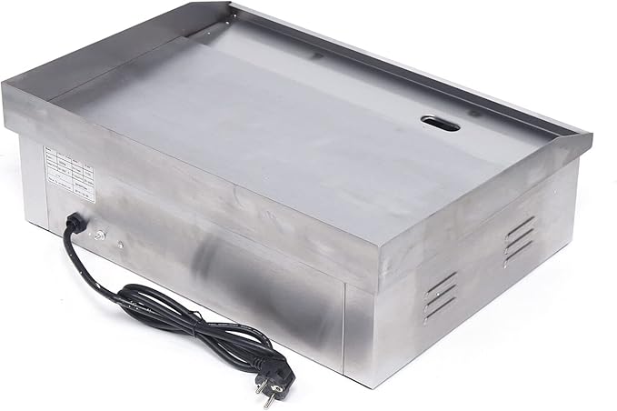Commercial Electric Griddle 110V 3000W Electric Flat Top Griddle Non-Stick Teppanyaki Grill, 21'' x 12'' Cooking Plate, Stainless Steel Restaurant Electric Countertop Griddle Tabletop Grill