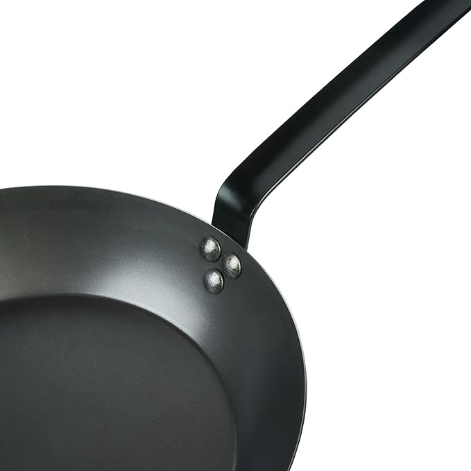 Met Lux 12 Inch Fry Pans, 6 Lightweight Frying Pans - Induction-Ready, Triple-Riveted, Black Carbon Steel Cooking Skillets, Durable, For Searing, Sauteing, And Browning Food - Restaurantware
