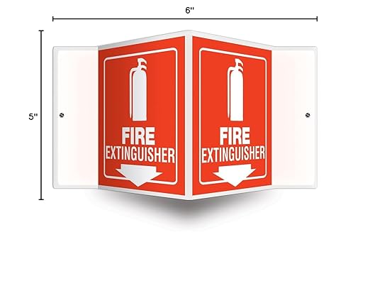 AccuformNMC Fire Extinguisher 3D Projection Sign, 6"x5" High-Impact Plastic with Pre-Drilled Mounting Holes, PSP618, American Made Safety Tags, Signs, and Labels