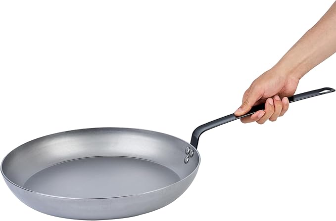 Restaurantware Fry Pan 1 Pack of 11.8 Inches Carbon Steel Non-Stick Searing Pan With Ergonomic Handle Silver For Sauteing and Omelets