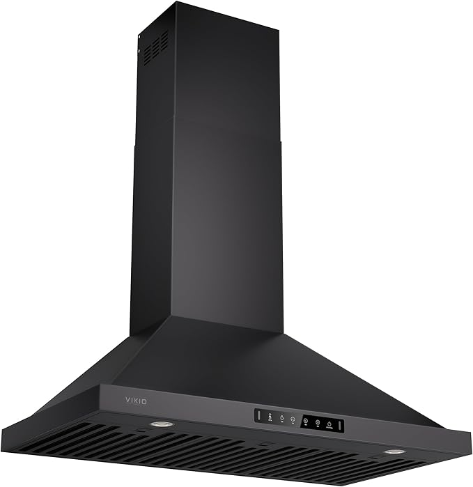 Black 36 inch Pro Wall Mount Range Hood 980CFM, Direct 3 Speed Panel with Gesture & Touch Control, Ducted/Ductless Stainless Steel Kitchen Vent Hood, Delay Shut-Off, Includes Duct & Filter