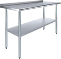 AmGood 60" Long x 24" Deep Stainless Steel Work Table with 1.5" Backsplash | Metal Kitchen Food Prep Table | NSF
