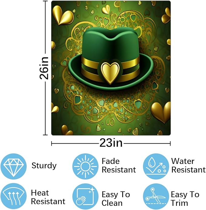 St. Patrick's Day Hat Heart Dishwasher Magnet Cover, Reusable Refrigerator Panel Stickers Microwave Front Door Covers Magnets for Kitchen Home Appliances Holiday Party Decorations 23 X 26 in