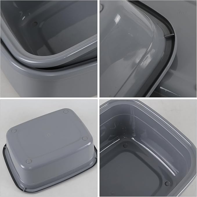 Gloreen 4-Pack 14 Quart Plastic Wash Basins, Rectangular Dishpan Wash Tub, Grey