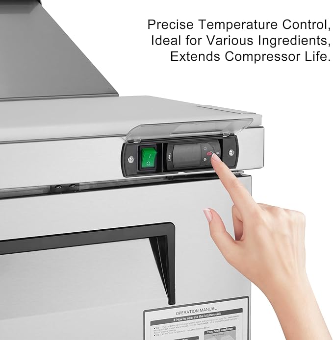 JINSONG Stainless Steel Sandwich & Salad Prep Table, Commercial Refrigerated Food Prep Station with Cutting Board & 8 Pans, 7.4 cu. ft Fridge Salad Bar for Restaurants (48''W 12.9 Cu.ft)