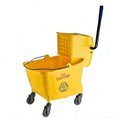 HealSmart 36-Quart Commercial Mop Bucket with Side-Press Wringer & Wheels – Multi-Functional Storage, High Efficiency Dehydration, Anti-Splash Design for Floor Cleaning in Offices, Malls, Yellow